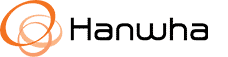 Hanwha logo with two orange intertwined circles and the company name in black text.