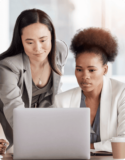 business women looking at a laptop.